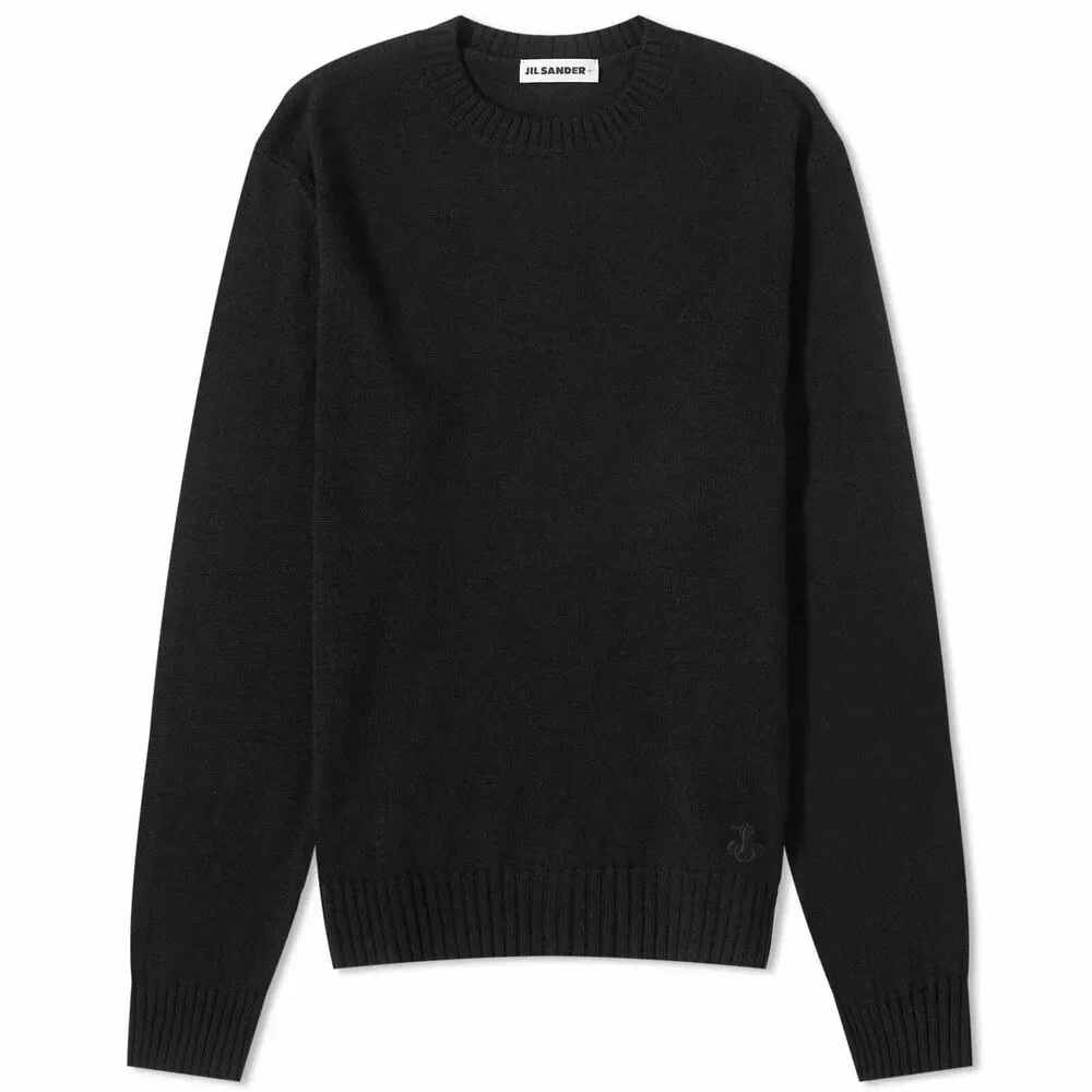JIL SANDER Sweater Mens Size 48 Black Pullover Crew Extrafine Virgen Wool $690